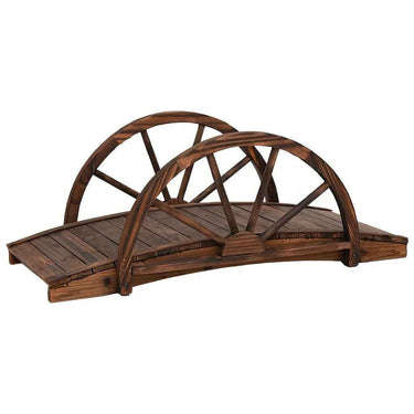 Solid Wood Fir Garden Bridge with Half-Wheel Design, Outdoor Decorative Ornamental Bridge